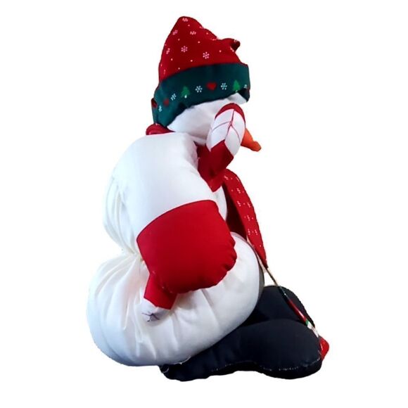 Vintage Plush Snowman Hand Made Christmas Fabric Stuffed Holiday 15" Mad… - Picture 7 of 12
